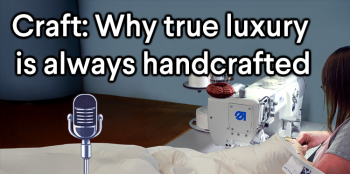 Crafting a luxury duvet by hand at Devon Duvets using expert sewing techniques.