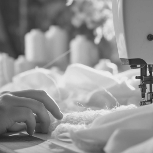 Luxury handmade Mattress Protector being made by Devon Duvets.