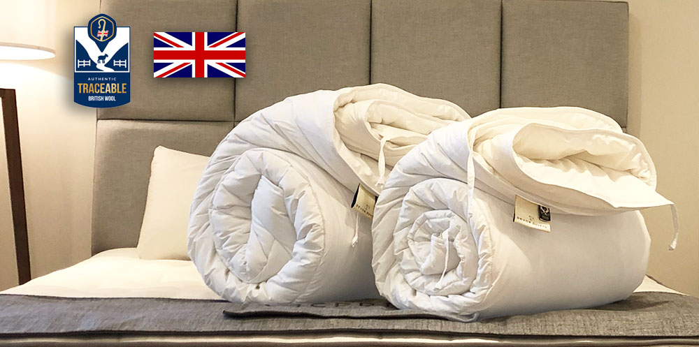 Handcrafted Devon Duvets wool bedding, representing British craftsmanship and sustainability
