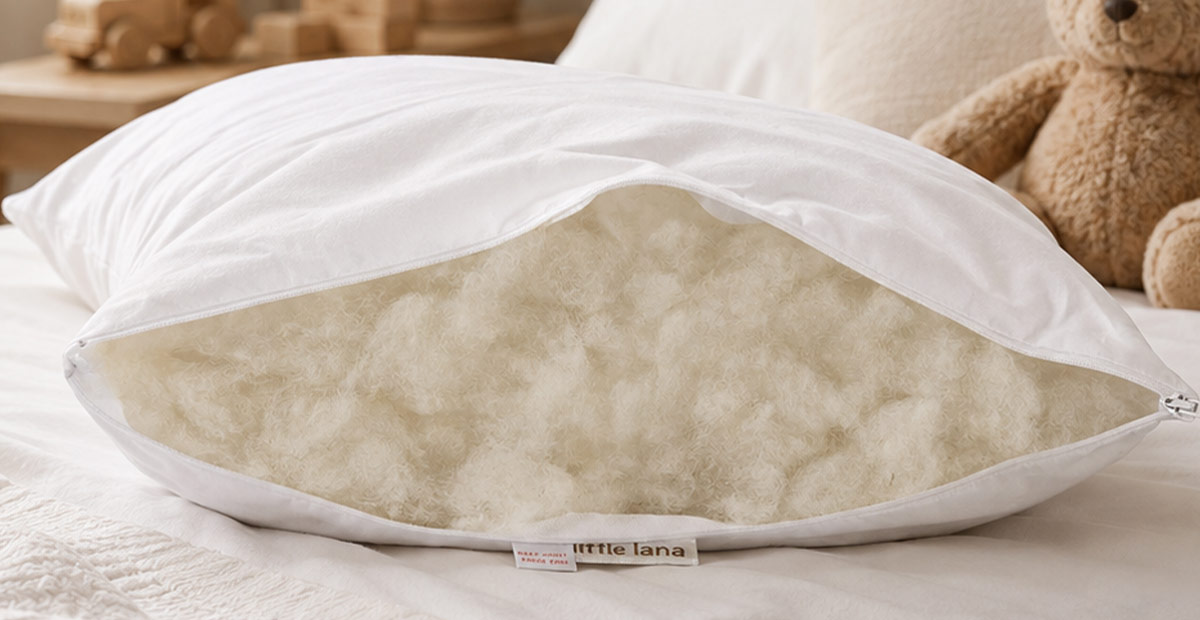 Natural British wool filling beneath the breathable cotton casing of a Devon Duvets product.