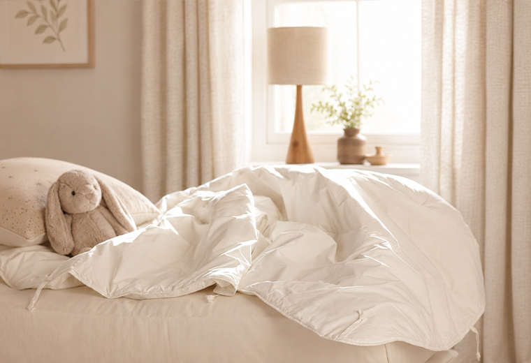 Devon Duvets Junior Lightweight Wool Duvet arranged on a child's bed