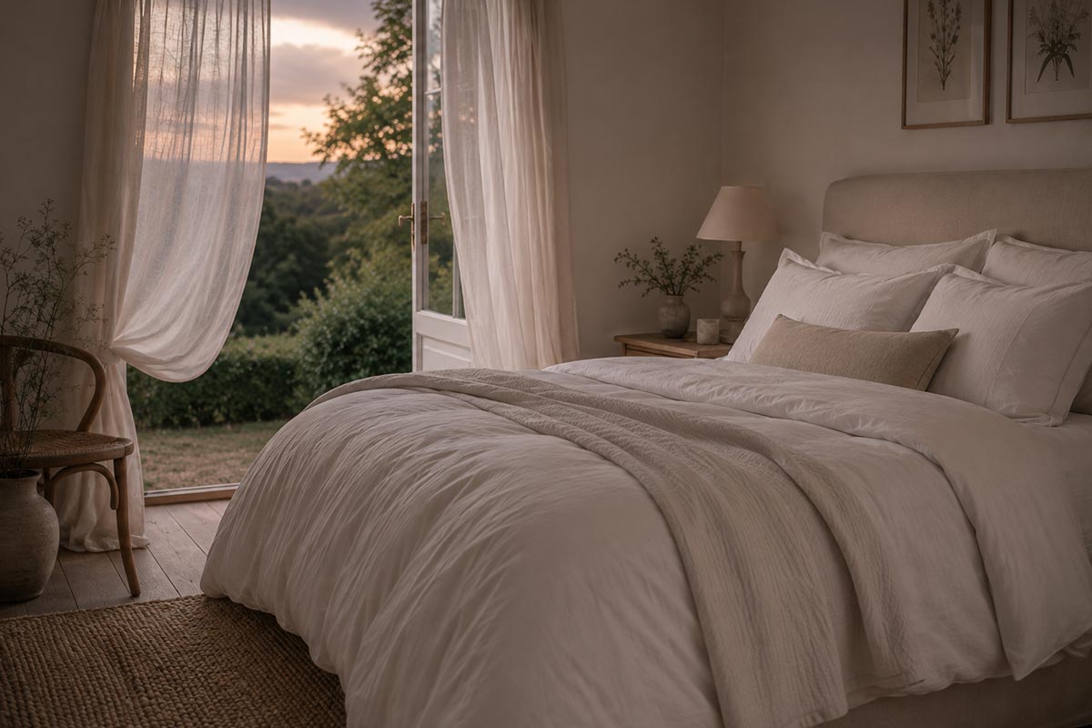 Natural wool bedding during the transition from summer to autumn