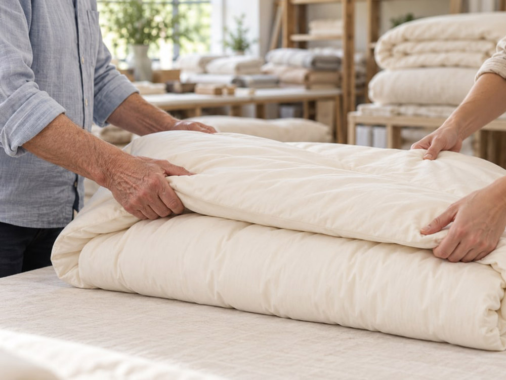 The Devon Duvets family team in their workshop.