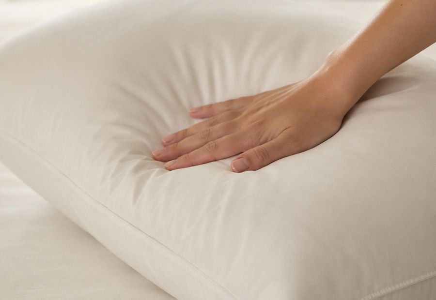 Premium percale cotton casing on a natural wool pillow.