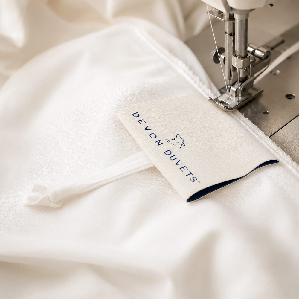 Close-up of the premium percale cotton woven for Devon Duvets wool bedding.
