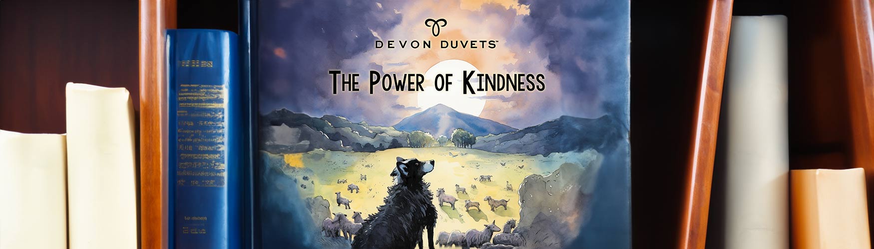 Illustrated cover of a bedtime story 'The Power of Kindness', a tale of compassion and dreams.