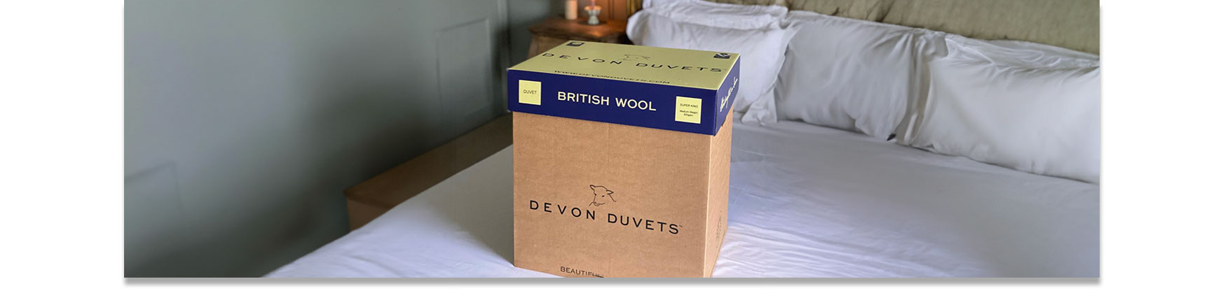 Pristine Devon Duvets product showcased in untouched packaging, ensuring cleanliness.