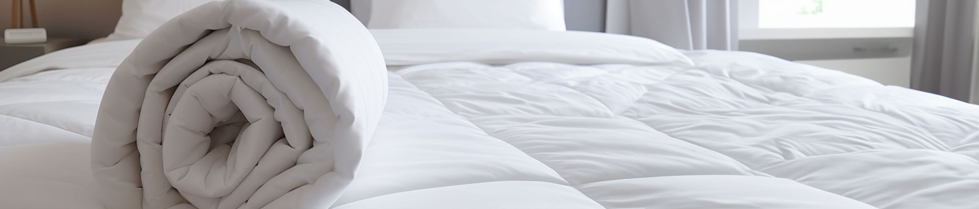 Range of Devon Duvets wool duvets in different bedroom settings, showcasing style and comfort.