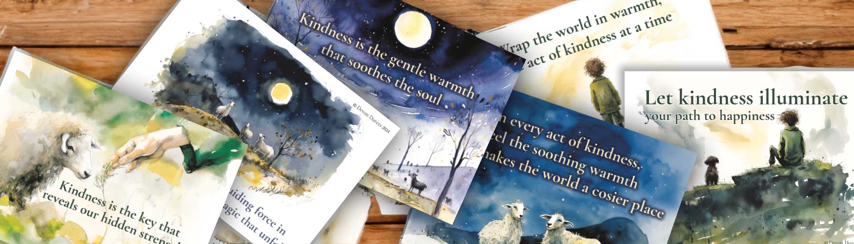 Graceful postcards from Devon Duvets, embellished with heartening kindness phrases, set to journey and spread cheer and warmth.