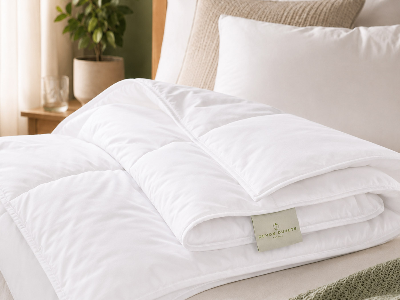 A cream duvet spread across a clothes airer near an open window