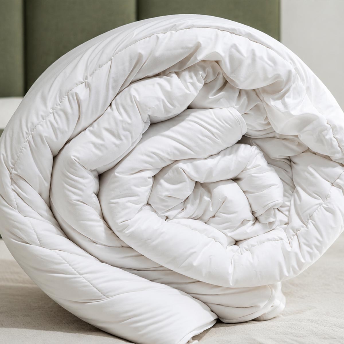Rolled Medium Weight British wool duvet handcrafted by Devon Duvets
