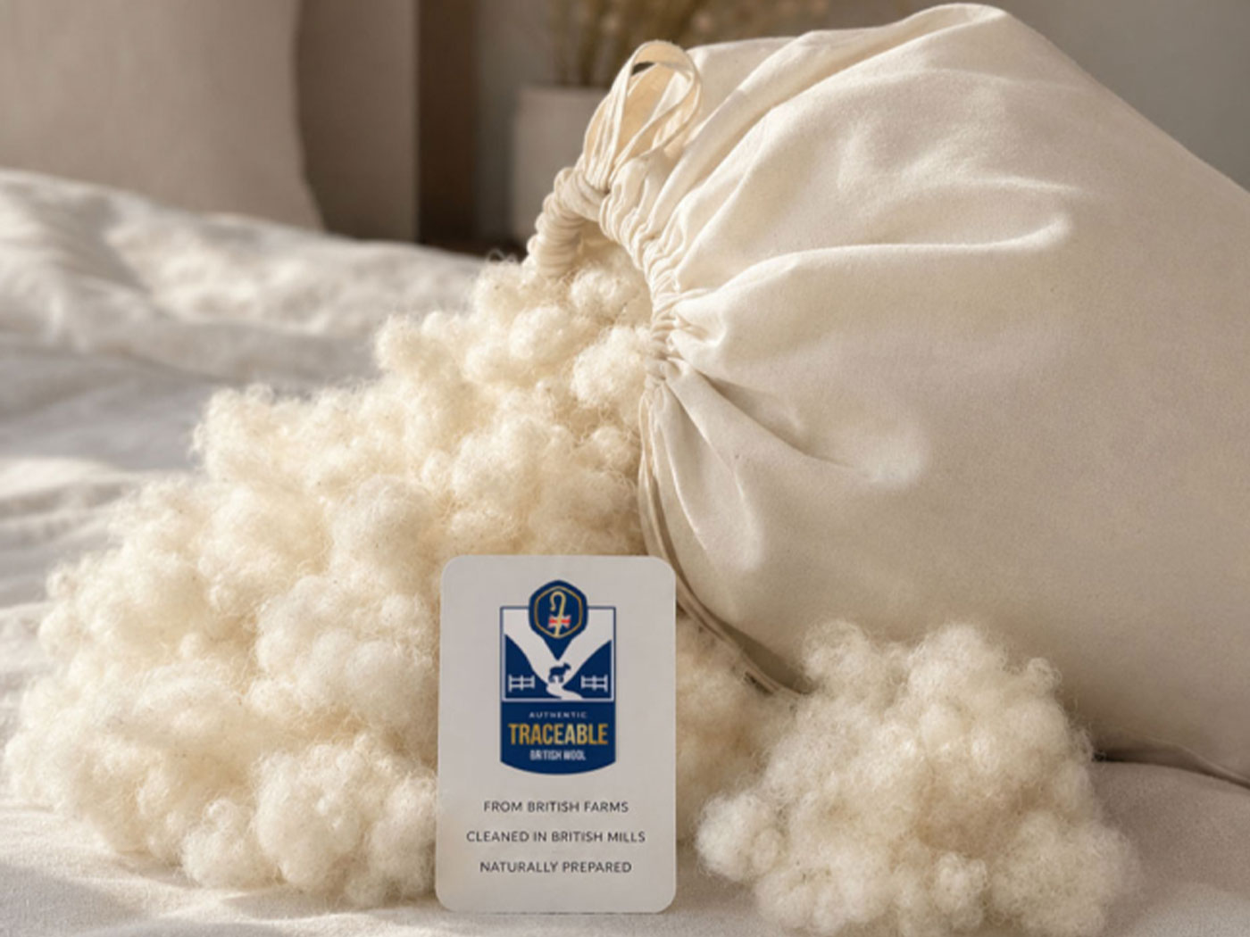 Natural cream British sheep fleece laid out for selection and grading