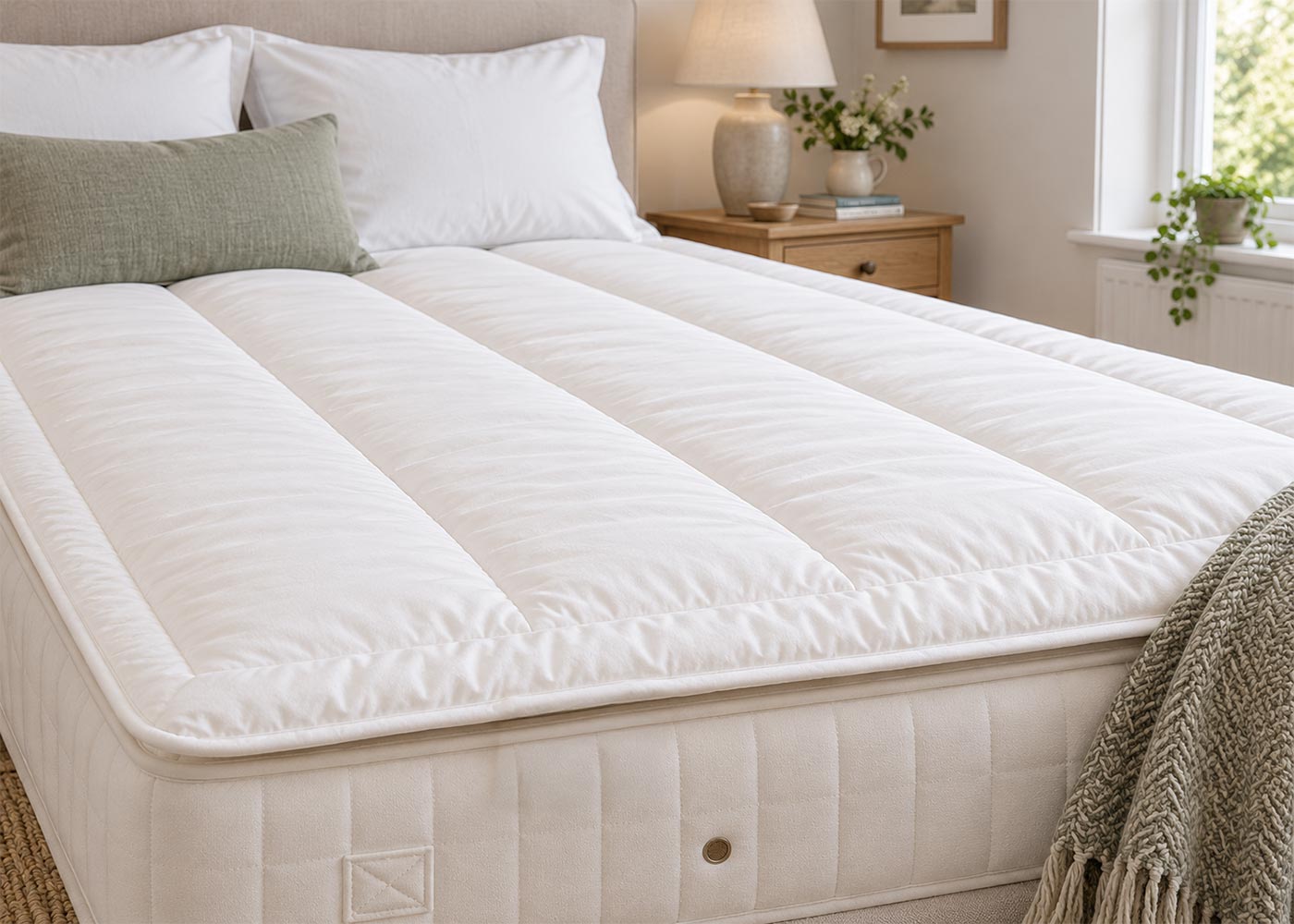 British wool mattress topper adding a natural layer of comfort to a bed